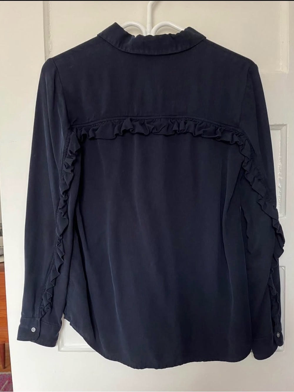 Club Monaco Ruffle Ribbed Button Up Shirt XS - Picture 2 of 4